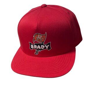Tom Brady Red Adjustable Snapback Hat With Tampa Bay Buccaneers Logo